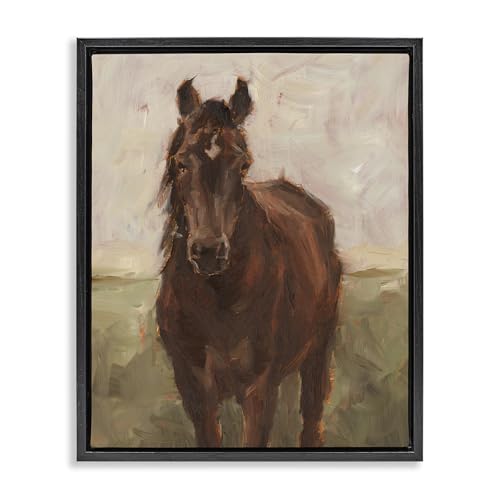 Stupell Industries Elegant Brown Horse Abstraction Black Framed Floater Canvas…