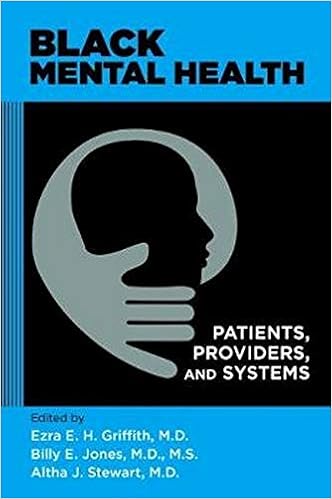 The cover of Black Mental Health: Patients, Providers, and Systems. There is an image of a silhouette of a person's face, with an arm wrapped around their head 