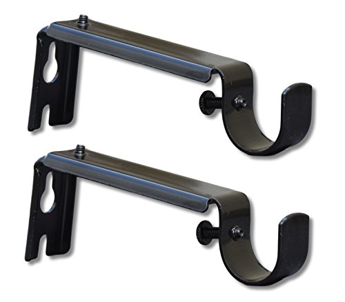 Adjustable Curtain Rod Extension Brackets - ⅝ or ¾ Inch Rod (Black)