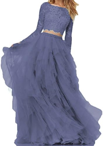 BanZhang Women's Prom Party Dress Long Sleeve Lace Homecoming Dresses 2 Piece A Line B280