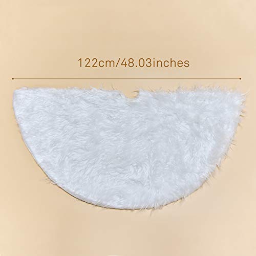 Funkprofi Easter Tree Skirt/Christmas Tree Skirts Plush Faux Fur Handmade Soft Luxury Tree Skirt Decorations for Indoor Outdoor Easter Xmas Holiday Party Decor Pet Favors (White Plush 48.03")