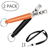 Dog Whistle to Stop Barking - Barking Control Ultrasonic Patrol Sound Repellent Repeller - Professional Ultrasonic Dog Training Whistle with Lanyard &amp; Adjustable Frequencies (Black+Orange)