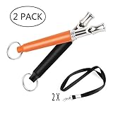 Dog Whistle to Stop Barking - Barking Control Ultrasonic Patrol Sound Repellent Repeller - Professional Ultrasonic Dog Training Whistle with Lanyard & Adjustable Frequencies (Black+Orange)