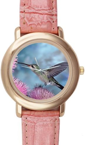 Halloween's Day Thanksgiving Day Humming Bird Ladies Pink Leather Alloy High-grade Watch