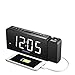 SHANLONYI Projection Alarm Clock Radio with AM/FM, Time Projector, Mobile Device USB Charging Station, Large 7