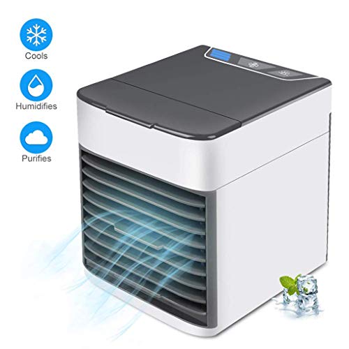 A&DW USB Portable Air Cooler/Cooling Air Conditioner, Humidifier, Purifier Mini 3 in 1 Mobile Personal Space Cooler, 7 Colors LED Sleeping Lights-Bacteriostatic