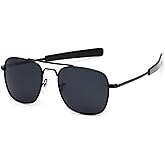 IOHLNG Mens Aviator Sunglasses Polarized 55mm Pilot Military Square Shades with Bayonet Temples