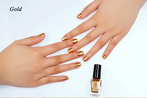 Shine Mirror Nail Polish Plating Mirror Paste Metal Paint Nail Oil for Nail Art 6ml (Gold)
