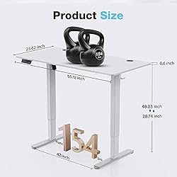SMUG Height Adjustable Electric Standing Desk, 55 x