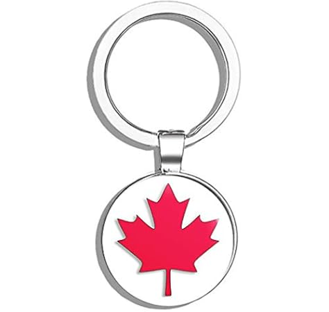 Amazon Com Hj Media Maple Leaf Shaped Canada Canadian Flag Logo 5 Metal Round Metal Key Chain Keychain Ring Automotive