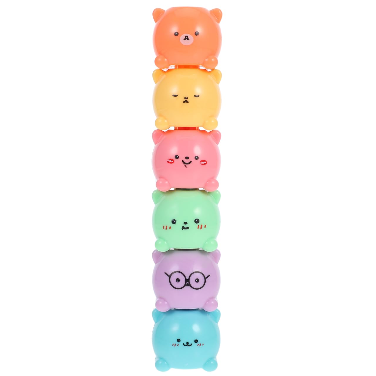 Tofficu Fat Bear Highlighter Pen Set - Cute Kawaii Animal Highlighters for Journaling Scrapbooking and School Use - Multi-Color Plastic Markers 6.38 X 1.18 Inches