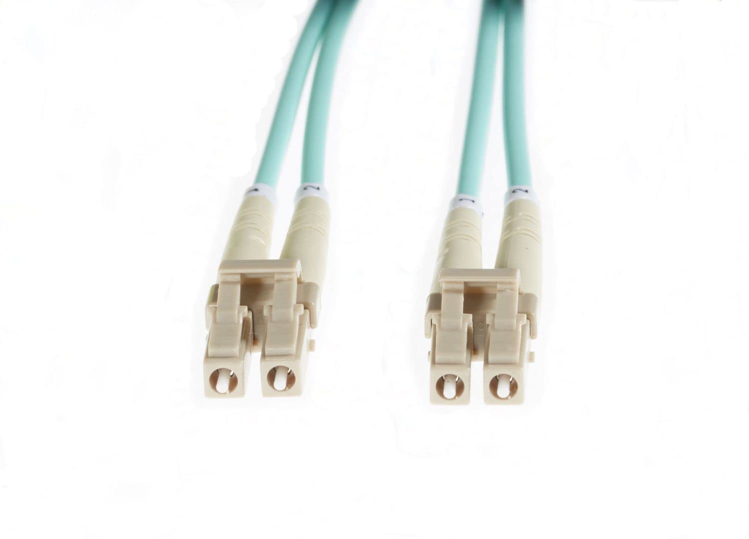 4Cabling 0.5m LC-LC OM4 Multimode Backwards Compatible With OM3 Fibre Optic Duplex LSZH Patch Lead 2mm Oversleeving AQUA