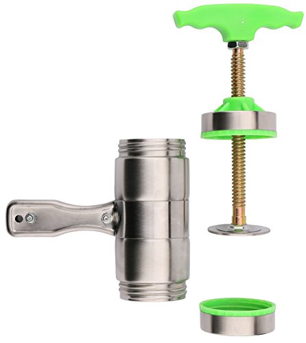 Useekoo Manual Pasta Noodle Press Maker, Stainless Steel Hand Crank Spaghetti Fettuccine Noodle Dough Press Machine Fruit Juicer Squeezer with 9 Pressing Moulds & Green Handle