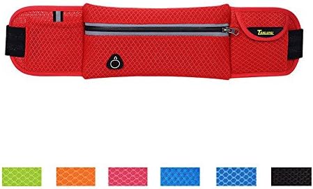 ZCL Running Belt, Waist Pack, Lightweight Flexible Reflective Multi-Purpose Hip Bag for Cycling Sports Training Jogging Walking Phone Pouch-Red
