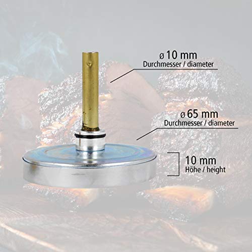 Lantelme Räucherthermometer 120°C Edelstahl mit Messing Befestigungsmutter | Analog Thermometer zum Räuchern von Fisch Fleisch | Für Smoker Räucherofen Räuchertonne Räuchergrill Räucherschrank (5cm) – Bild 7