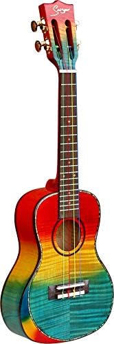 Naneki NA-ARS15 24 Inch Concert Flamed Maple Ukulele with Rainbow Color Bevelled Armrest, High Gloss