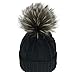 Trendy Warm Real Raccoon Fur Pom Pom Knit Beanie Winter Hats
