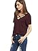 ROMWE Women's Casual Solid Short Sleeve Criss Cross T-Shirt Tee Top Burgundy M