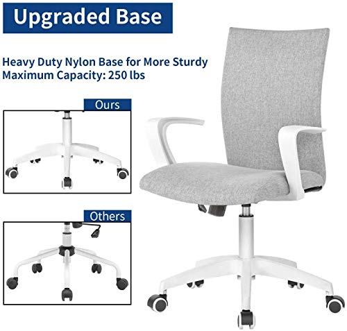 LIANFENG Office Chair Ergonomic Mid Back Swivel Chair Height Adjustable Desk Chair White Office 