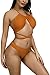 Kisscy Women's High Neck Crisscross Bandage One Piece Monokini Swimsuit ,High Neck Orange,L(US6-8)