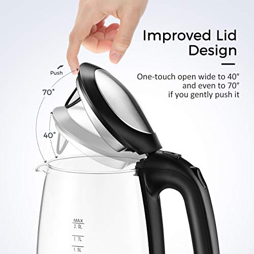 Habor Electric Kettle(BPA Free), 2L Glass Electric Tea Kettle, Cordless with LED Indicator, Water Boiler with Boil-Dry Protection, Stainless Steel Inner Lid & Bottom - Thumbnail 4