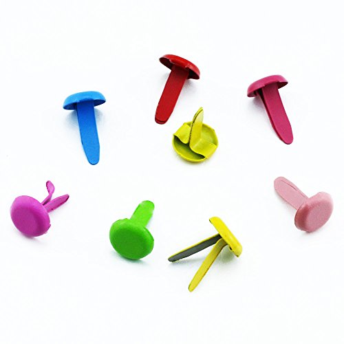 Yexpress 400 Pieces 8 x 12mm Assorted Bright Color Mini Brads Round Paper Fasteners Brass Pastel Metal Brads For Scrapbooking Crafts DIY Paper