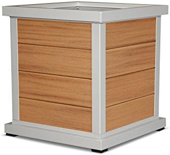 Trex Outdoor Furniture Cube 24" Planter 4 Board in Satin Silver / Tiki Torch