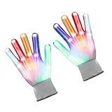 ZPTONE LED Gloves Finger Lights 5 Colors 6 Modes Flashing Skeleton Gloves Halloween Costume Party Favors Light Up Toys Novelty Christmas Gift (Colorful)