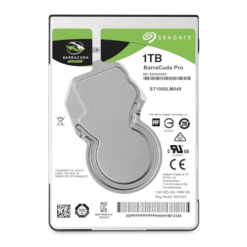 Seagate BarraCuda Pro 1TB interne Festplatte HDD, 2.5 Zoll, 128 MB Cache, SATA 6GB/s, silber, Modellnr.: ST1000LM049