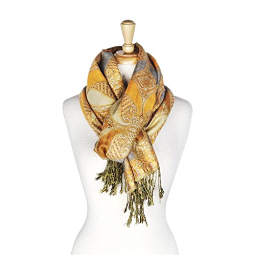 Paskmlna Paisley Pattern Tow Layered Woven Pashmina Shawl Scarf Wrap Stole (A18-031)