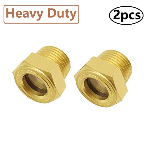 Fanovo Set of 2 3/4'' Male Sight Glass Checks Coolant Level or Air Compressor Heavy Duty Solid Brass Sight Glass Super Transparent Glass Sight Window Glass Oil Sight Gauge Easily Threading - Thumbnail 7