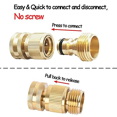 HQMPC Garden Hose Quick Connect Solid Brass Quick Connector Garden Hose Fitting Water Hose