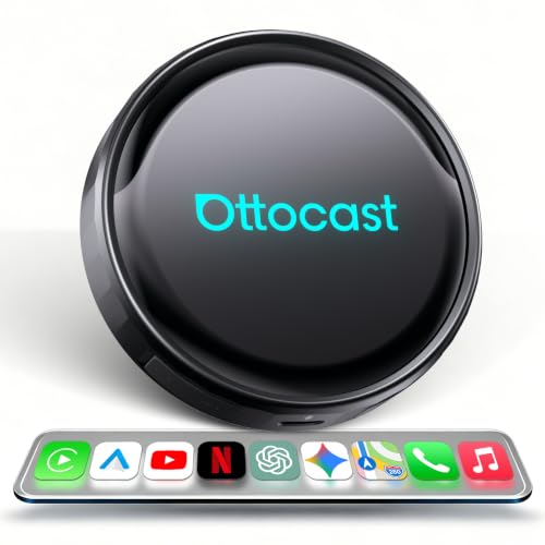 OTTOCAST P3 Pro AI Box, Adattatore CarPlay wireless e Android Auto, 8+128GB | 3 in 1 OttoAibox con Android 13, Uscita HDMI, Download di app, Schermo diviso, Nano-SIM, Cloud SIM e supporto MicroSD