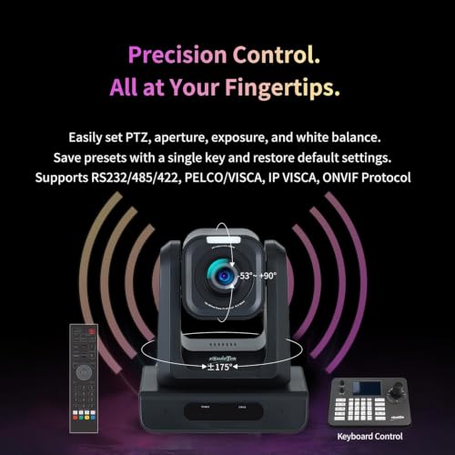 zowietek Caméra PTZ 4K (Native NDI|HX3), ZowiePTZ, télécommande Ergo-Ease, gestionnaire d'applications ZowieX, optique 25X + zoom numérique 12x, noir, SDI/HDMI/USB, RTSP/RTMP(s)/SRT Stream, réunion