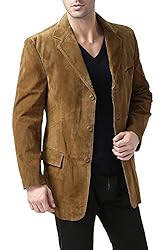 BGSD Men Robert 3-Button Leather Blazer Suede Sport