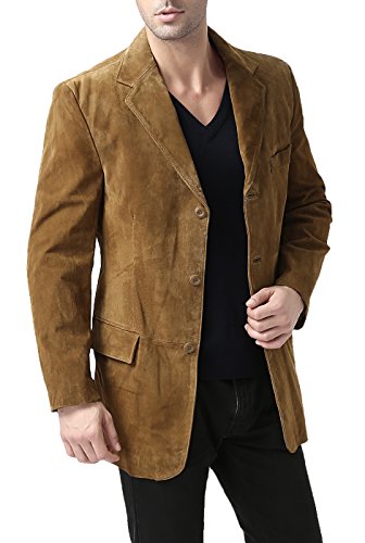BGSD Men Robert 3-Button Leather Blazer Suede Sport