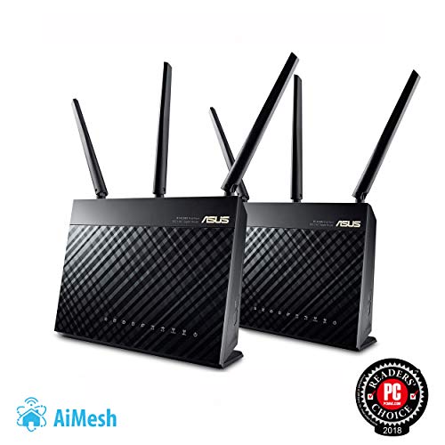 ASUS AC1900 Whole Home Dual-Band AiMesh Router (2PK) for Mesh Wifi System (Up to 1900 Mbps) - AiProtection Network Security by Trend Micro, Adaptive QoS & Parental Control (RT-AC68U AiMesh 2 Pack) Best Price