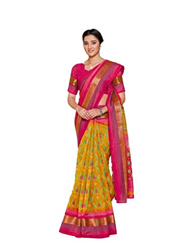 womens cotton saree with unstitched blouse piece [Uniform 21]