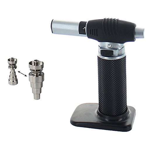 Jet Flame Refillable Butane Torch Lighter w/ 6 In 1 Nail Combo Kitchen Set