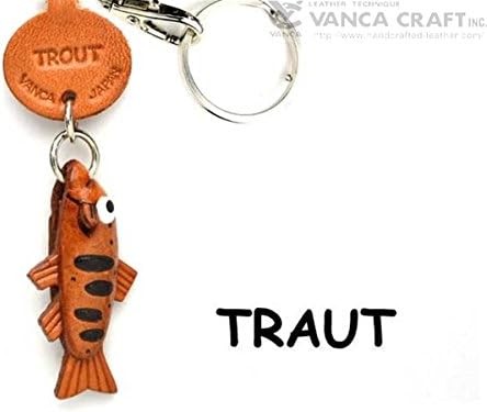 Trout Leather Fish/SeaAnimal Small Keychains VANCA CRAFT-Collectible keyring Made in Japan