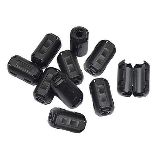 stardrift 10-Pack 13mm Diameter Snap on Ferrite Core Bead Choke Ring Cord RFI EMI Noise Suppressor Filter for HDMI DVI VGA Cable Black