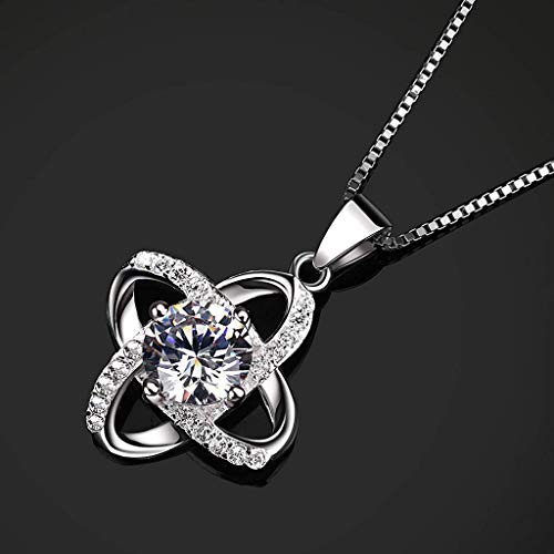 OWMEOT 925 Sterling Silver Dancing White Diamond Pendant Necklace,Charm Silver Plated Pendant Hollow Necklace Elegant Retro (Silver) - Thumbnail 6