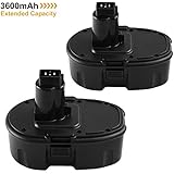 Replacement for Dewalt 18V 3600mAh Battery Ni-Mh XRP DC9096 DC9098 DC9099 DC970 DW9095 DW9096 DW9098 DW9099 DE9039 DE9095 DE9096 DE9098 DE9503 Cordless Tools 2Pack