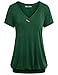 Cestyle Women's V Neck Short Sleeve Banded Hem T Shirt Tops