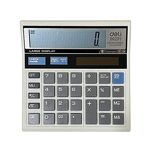 Deli W39231N Calculator, Electronic Desktop Calculator, 12 Digit Large LCD Display, 120 Step Check, Handheld Calculator for Daily and Basic Office Use, Grey Deli W39231N Calculator, Electronic Desktop Calculator, 12 Digit Large LCD Display, 120 Step Check, Handheld Calculator for Daily and Basic Office Use, Grey