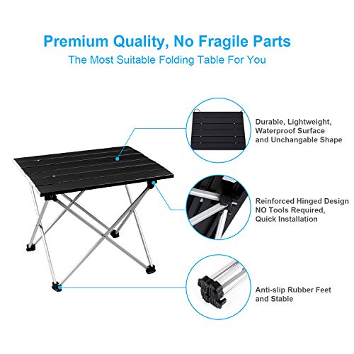 Sfee Folding Camping Table - Portable Ultralight Aluminum Camp Table Lightweight Compact Roll Up Picnic Table for Picnic Outdoor Hiking BBQ Camping Kitchen Fishing Beach with Carry Bag (Silver)