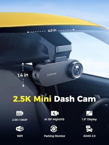 DDPAI Dash Cam for Cars, 2.5K+1080P Front and Rear, 1.9" Screen Dashcam Car Camera with WiFi, AI ISP Night Vision, Loop Recording, 24H Parking Monitor, G-Sensor, Max Support 256G, N2 Dual