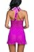 Avidlove Women Sexy Nightwear Halter Lace Strap Chemise Babydoll Lingerie Set Light Purple