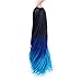 Senegalese Twist Crochet Hair Three Tone ombre Braiding Hair Belleshow Synthetic Hair Extensions Crochet Braids Senegalese Box Braids (3 pcs 18 inch, 1b/blue/light blue)