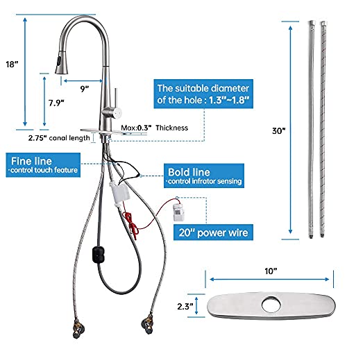 Touchless & Touch Activation Pull Down Kitchen Faucet , ARRISEA High